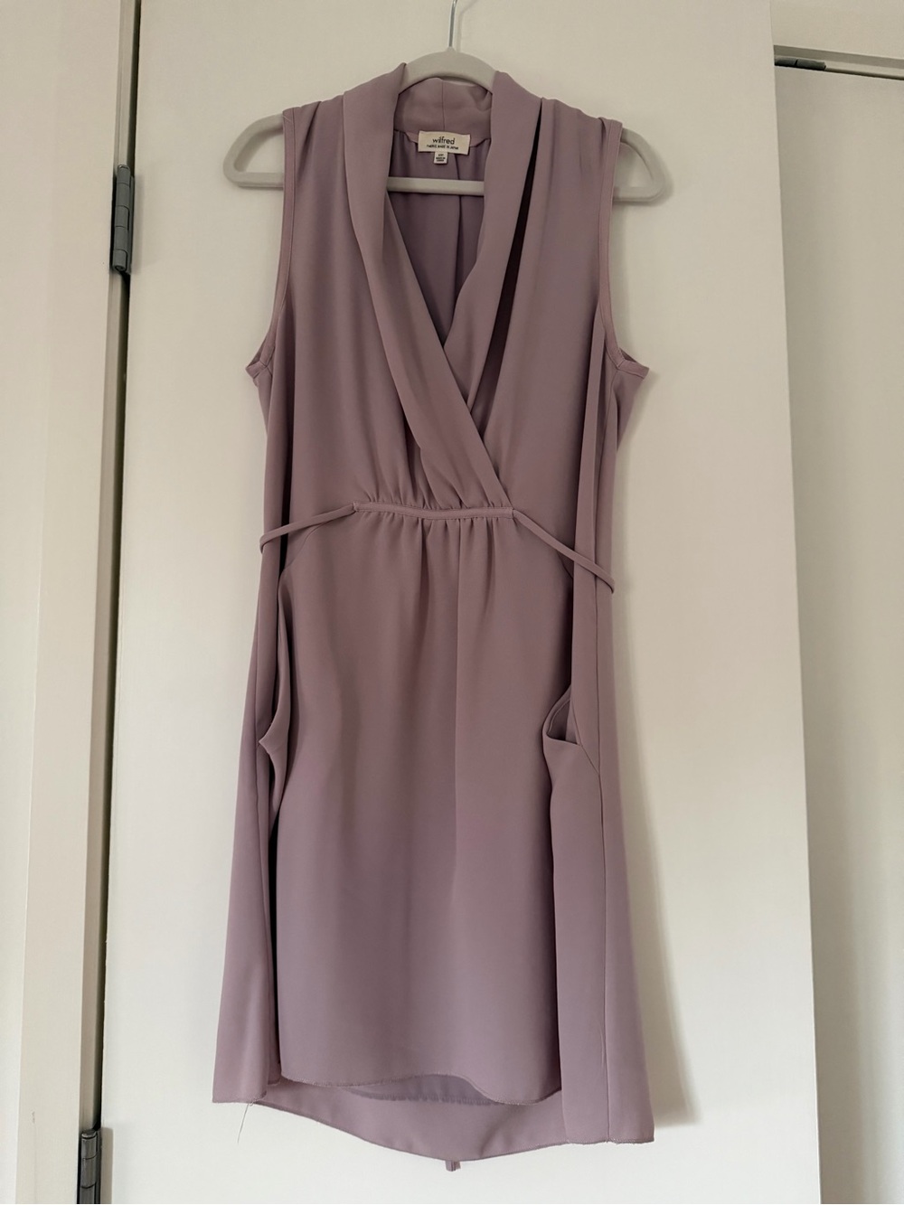 Wilfred Mauve Sleeveless Faux-Wrap Mini Dress